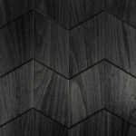 Dřevěný obklad LUX se vzorem velkých černých šipek jako designový doplněk pro domácí a finskou saunu