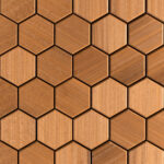 Malé hexagonální panely LUX jako designový doplněk k palubkám ve finské sauně
